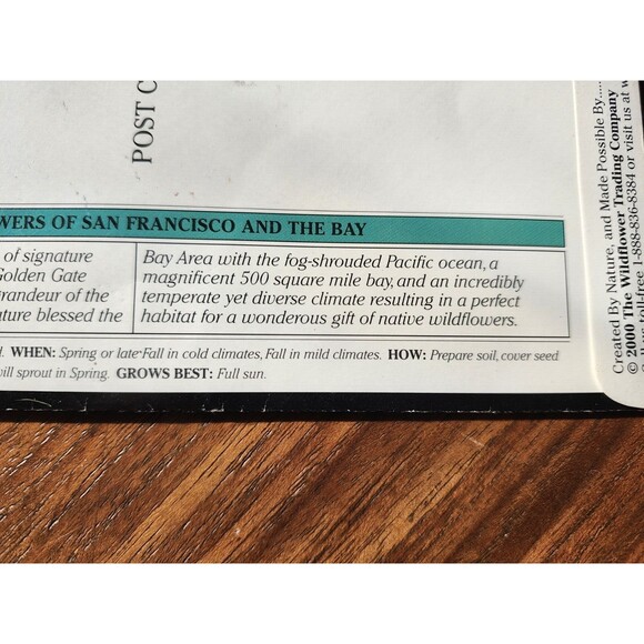 Wildflowers of the San Francisco & Bay Seed Packet Post Card Unused 2000 - Picture 8 of 10